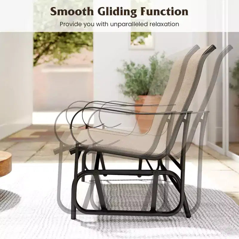 Costway Patio Gilder Bench 2-Person Fabric Rocking Chair with High Backrest Brown
