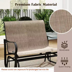 Costway Patio Gilder Bench 2-Person Fabric Rocking Chair with High Backrest Brown