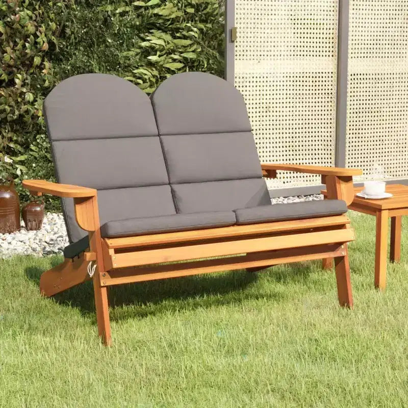 Panca da giardino Adirondack in legno massello di acacia con cuscini