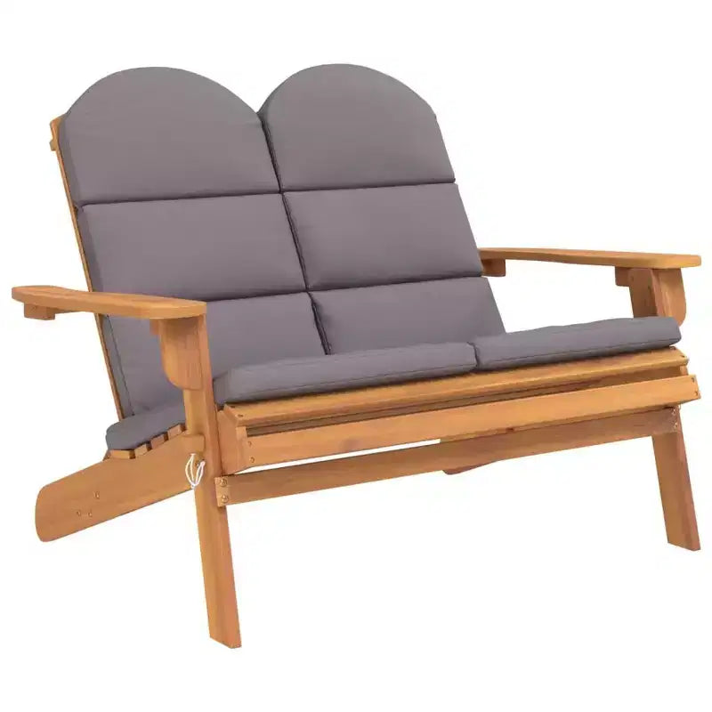 Panca da giardino Adirondack in legno massello di acacia con cuscini