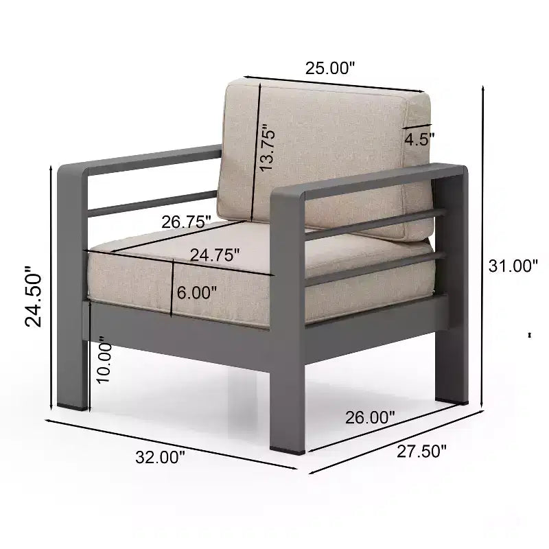 Christopher Knight Home Rahul Modern Patio Aluminum Olefin Upholstered Club Chair with Cushion