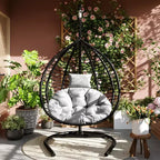 Whisen Hanging Hammock Chair with Stand, Egg Swing Chair with Iron Frame and Cushion & Headrest