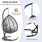 Whisen Hanging Hammock Chair with Stand, Egg Swing Chair with Iron Frame and Cushion & Headrest