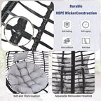 Whisen Hanging Hammock Chair with Stand, Egg Swing Chair with Iron Frame and Cushion & Headrest
