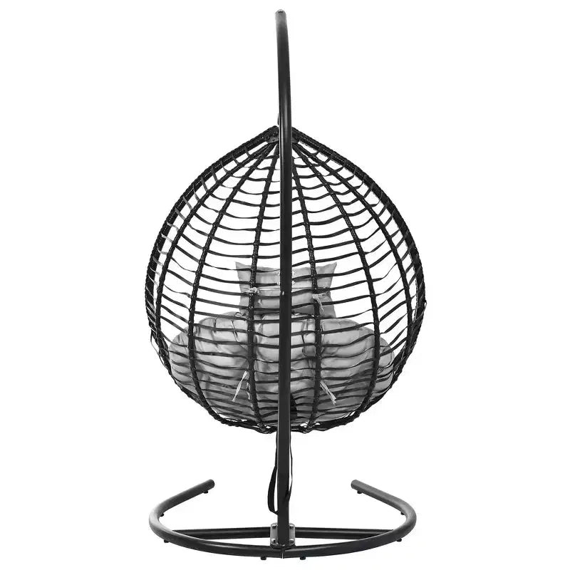 Whisen Hanging Hammock Chair with Stand, Egg Swing Chair with Iron Frame and Cushion & Headrest