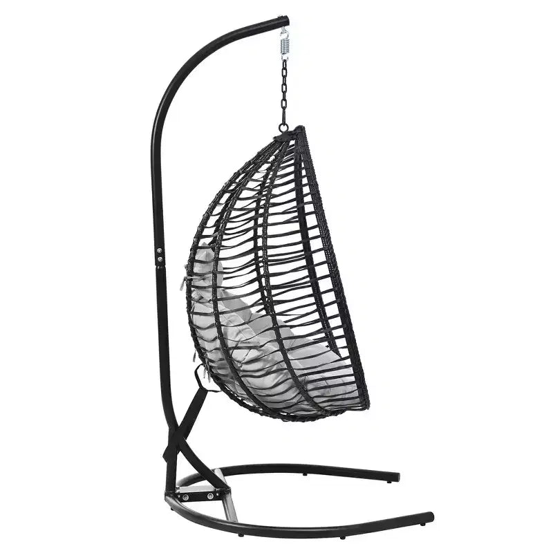 Whisen Hanging Hammock Chair with Stand, Egg Swing Chair with Iron Frame and Cushion & Headrest