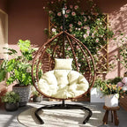 Whisen Hanging Hammock Chair with Stand, Egg Swing Chair with Iron Frame and Cushion & Headrest