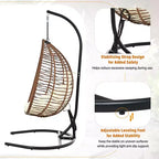 Whisen Hanging Hammock Chair with Stand, Egg Swing Chair with Iron Frame and Cushion & Headrest