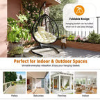 Whisen Hanging Hammock Chair with Stand, Egg Swing Chair with Iron Frame and Cushion & Headrest