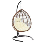Whisen Hanging Hammock Chair with Stand, Egg Swing Chair with Iron Frame and Cushion & Headrest