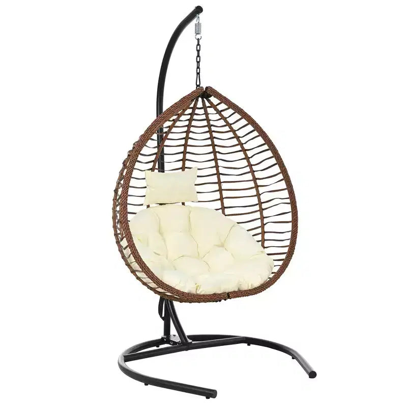 Whisen Hanging Hammock Chair with Stand, Egg Swing Chair with Iron Frame and Cushion & Headrest