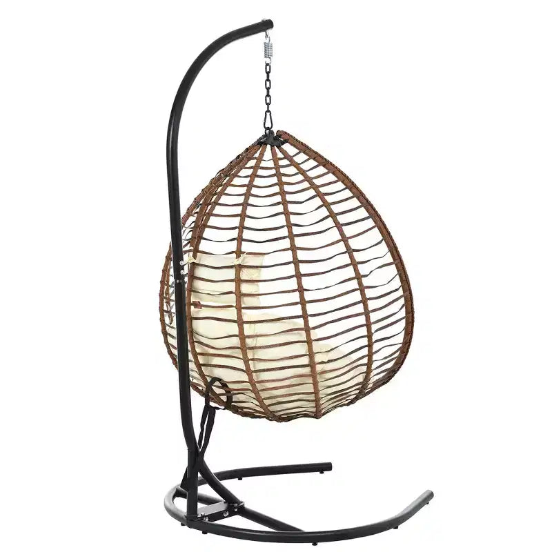Whisen Hanging Hammock Chair with Stand, Egg Swing Chair with Iron Frame and Cushion & Headrest