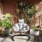 Whisen Hanging Hammock Chair with Stand, Egg Swing Chair with Iron Frame and Cushion & Headrest