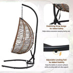 Whisen Hanging Hammock Chair with Stand, Egg Swing Chair with Iron Frame and Cushion & Headrest