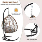 Whisen Hanging Hammock Chair with Stand, Egg Swing Chair with Iron Frame and Cushion & Headrest