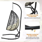 Whisen Hanging Hammock Chair with Stand, Egg Swing Chair with Iron Frame and Cushion & Headrest