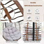 Whisen Hanging Hammock Chair with Stand, Egg Swing Chair with Iron Frame and Cushion & Headrest