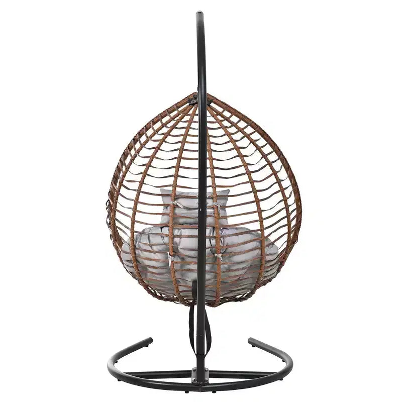Whisen Hanging Hammock Chair with Stand, Egg Swing Chair with Iron Frame and Cushion & Headrest