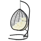 Whisen Hanging Hammock Chair with Stand, Egg Swing Chair with Iron Frame and Cushion & Headrest