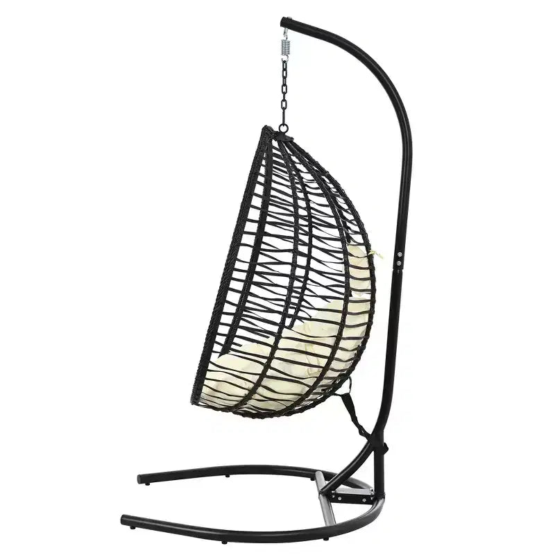 Whisen Hanging Hammock Chair with Stand, Egg Swing Chair with Iron Frame and Cushion & Headrest