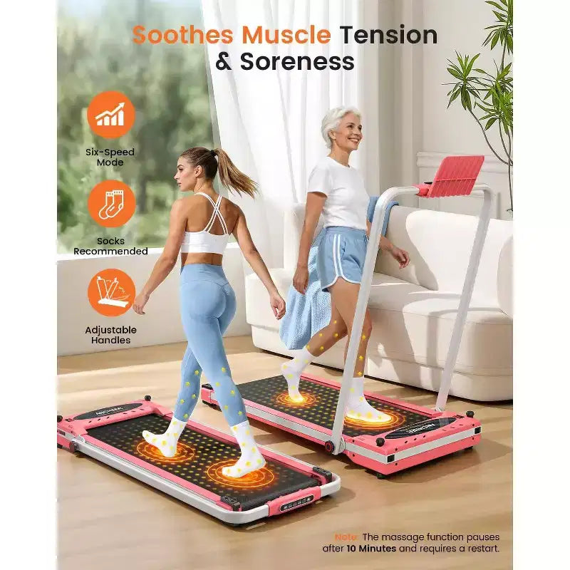 Tapis Roulant KRISRATE 3-in-1 3.5HP con Massaggio ai Piedi e Manubrio, Tapis Roulant Compatto a Doppio Lato, Pieghevole per Palestra Domestica