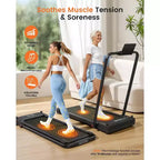 Tapis Roulant KRISRATE 3-in-1 3.5HP con Massaggio ai Piedi e Manubrio, Tapis Roulant Compatto a Doppio Lato, Pieghevole per Palestra Domestica