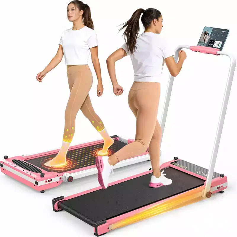 Tapis Roulant KRISRATE 3-in-1 3.5HP con Massaggio ai Piedi e Manubrio, Tapis Roulant Compatto a Doppio Lato, Pieghevole per Palestra Domestica