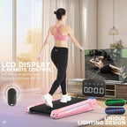 KRISRATE Walking Pad, 2 in 1 Under Desk Treadmill for Home Office, 2.5 HP Mini Compact Walking Treadmill, Installation-Free, Unique Lighting Design
