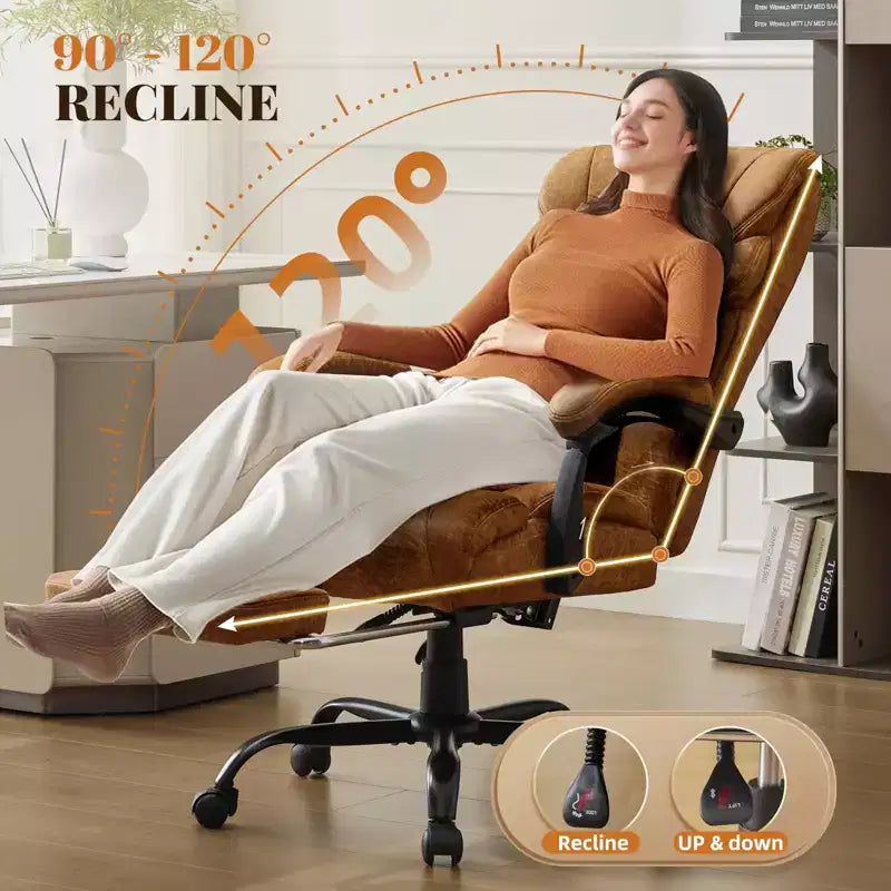 Office Desk Chair, 500 LBS Big and Tall Executive Chair with Footrest, 90-155 Recline Leather Gaming Chair