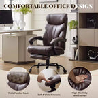 Office Desk Chair, 500 LBS Big and Tall Executive Chair with Footrest, 90-155 Recline Leather Gaming Chair