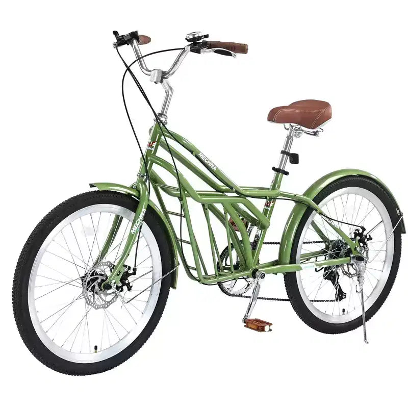 NAYSAYE Bicicletta da pendolare da 24 pollici per adulti, bici ibrida da città a 6 velocità con doppio freno a V, sella regolabile, telaio in acciaio per pendolarismo e tempo libero, uomo donna