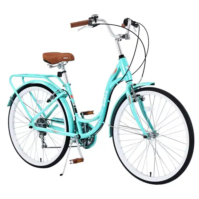 NAYSAYE 24 Inch 7 Speed Cruiser Bike for Women Complete Cruiser Bicycle with Dual V-Brake Adjustable Seat Steel Frame for Women Men Commuting Leisure