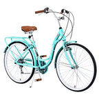 NAYSAYE 24 Inch 7 Speed Cruiser Bike for Women Complete Cruiser Bicycle with Dual V-Brake Adjustable Seat Steel Frame for Women Men Commuting Leisure
