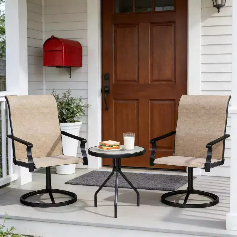 GDFStudio Nunez Sedie Girevoli da Esterno in Acciaio con Schienale Alto (Set da 2)