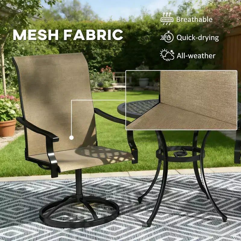 GDFStudio Nunez Sedie Girevoli da Esterno in Acciaio con Schienale Alto (Set da 2)