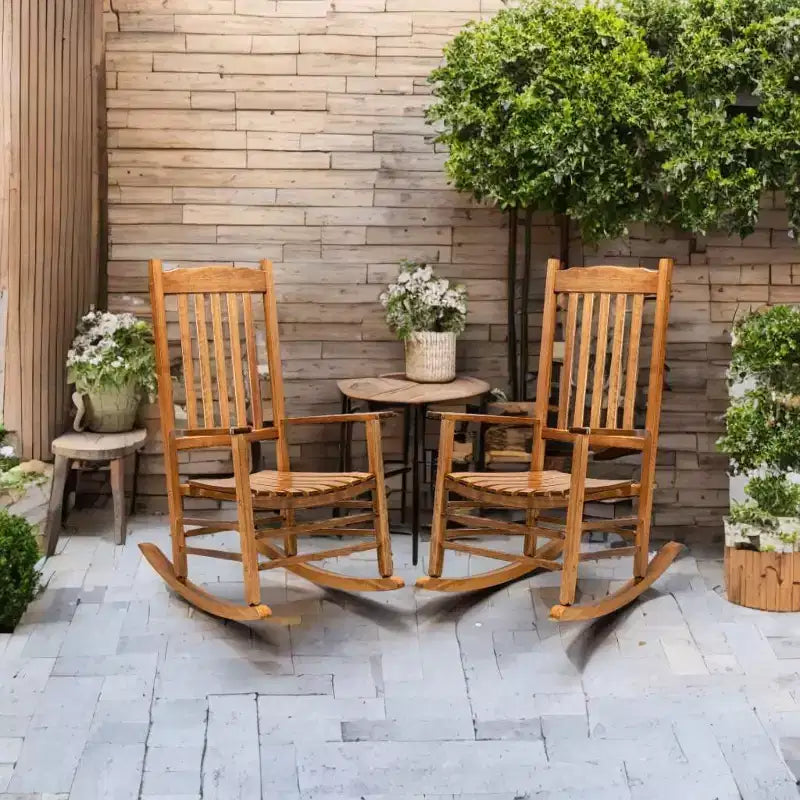 Karl Home | Classic Solid Wood Patio Rocking Chair (Set of 2)
