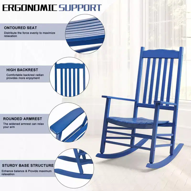 Karl Home | Classic Solid Wood Patio Rocking Chair (Set of 2)