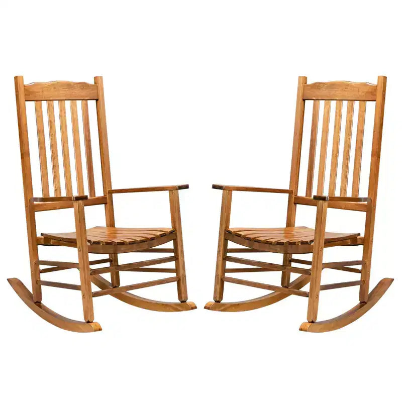 Karl Home | Sedia a dondolo classica in legno massello per patio (set da 2)