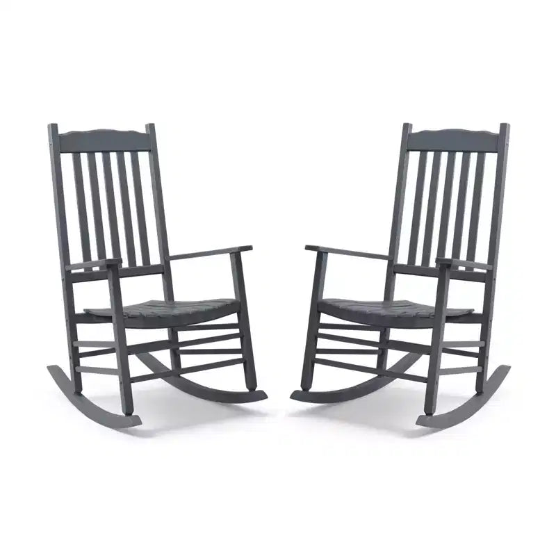 Karl Home | Sedia a dondolo classica in legno massello per patio (set da 2)