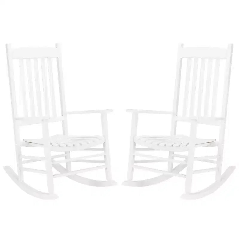 Karl Home | Sedia a dondolo classica in legno massello per patio (set da 2)