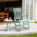 Karl Home | Solid Wood Patio Rocking Chairs with Off-white Cushions (Set of 2)