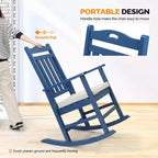 Karl Home | Solid Wood Patio Rocking Chairs with Off-white Cushions (Set of 2)
