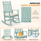 Karl Home | Solid Wood Patio Rocking Chairs with Off-white Cushions (Set of 2)