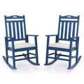 Karl Home | Solid Wood Patio Rocking Chairs with Off-white Cushions (Set of 2)