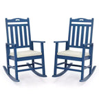 Karl Home | Solid Wood Patio Rocking Chairs with Off-white Cushions (Set of 2)