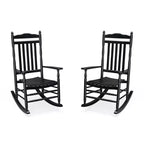 Karl Home | Lathe-Turned Solid Wood Patio Rocking Chairs (Set of 2)