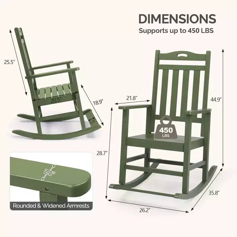 Karl Home | Solid Wood Patio Rocking Chairs with Footrest (Set of 2)