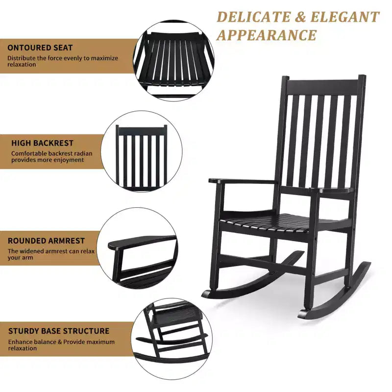 Karl Home | Solid Wood Patio Rocking Chairs (Set of 2)