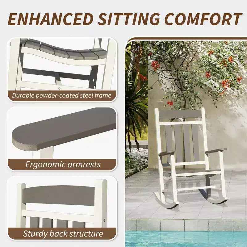Whisen Outdoor Rocking Chairs Set of 2, Porch Rocking Chair, Patio Oversized Rockers