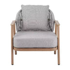 ModernLuxe Outdoor Rope Club Chair Patio Armchair, Weather-Resistant Iron Frame & Cushion, Rustic-Modern Style